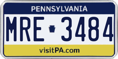 PA license plate MRE3484