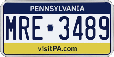 PA license plate MRE3489