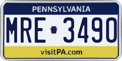 PA license plate MRE3490