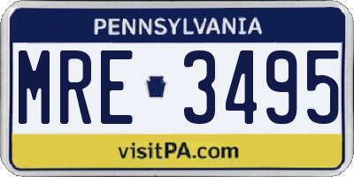 PA license plate MRE3495