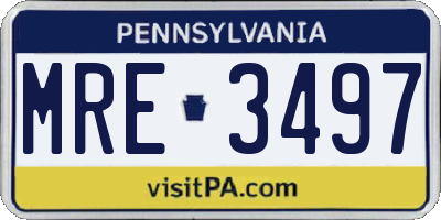 PA license plate MRE3497