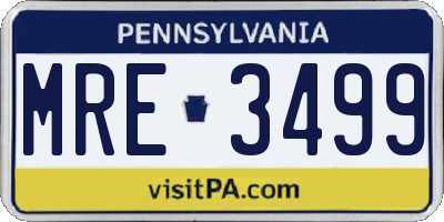 PA license plate MRE3499