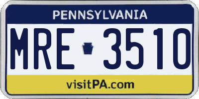 PA license plate MRE3510