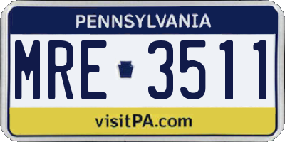 PA license plate MRE3511