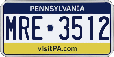 PA license plate MRE3512