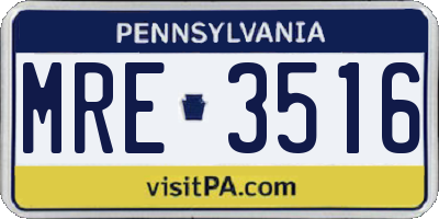 PA license plate MRE3516