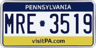 PA license plate MRE3519