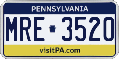 PA license plate MRE3520