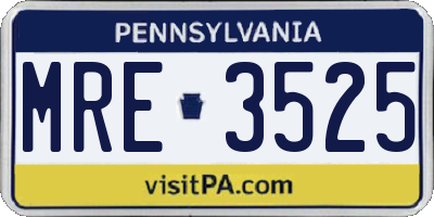 PA license plate MRE3525