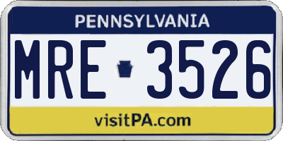 PA license plate MRE3526