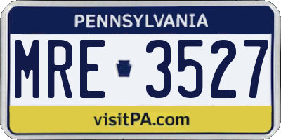 PA license plate MRE3527