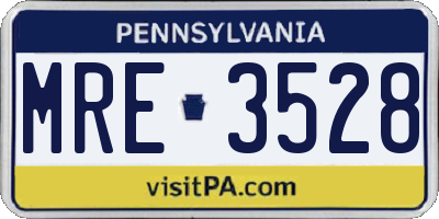 PA license plate MRE3528