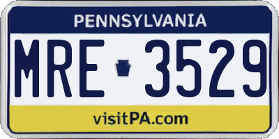 PA license plate MRE3529