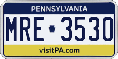 PA license plate MRE3530