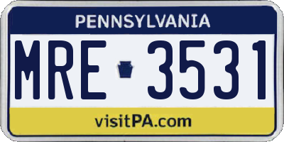 PA license plate MRE3531