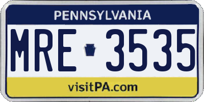PA license plate MRE3535