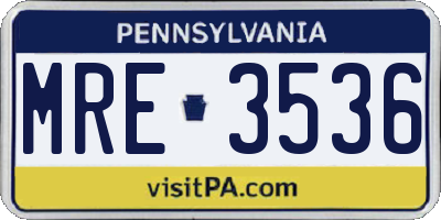 PA license plate MRE3536