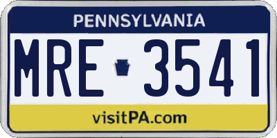 PA license plate MRE3541