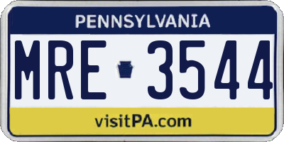 PA license plate MRE3544