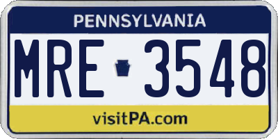 PA license plate MRE3548