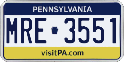 PA license plate MRE3551