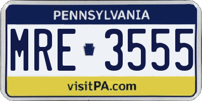 PA license plate MRE3555