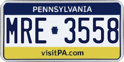 PA license plate MRE3558
