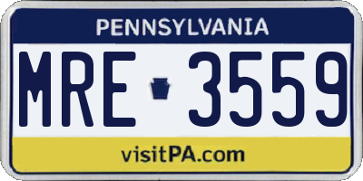 PA license plate MRE3559