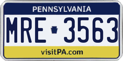 PA license plate MRE3563