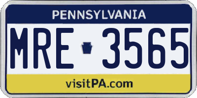 PA license plate MRE3565