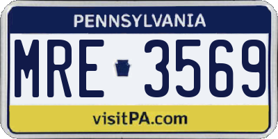 PA license plate MRE3569
