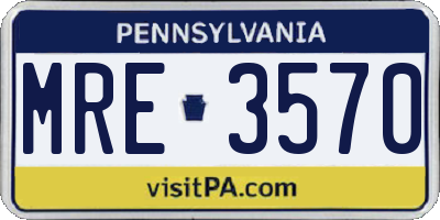 PA license plate MRE3570