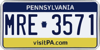 PA license plate MRE3571