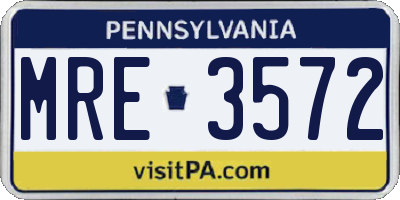 PA license plate MRE3572