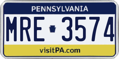 PA license plate MRE3574