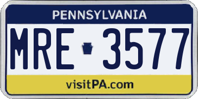 PA license plate MRE3577