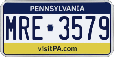 PA license plate MRE3579