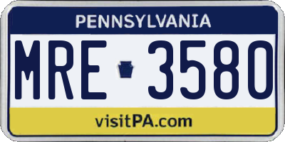 PA license plate MRE3580