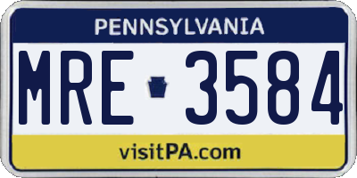 PA license plate MRE3584