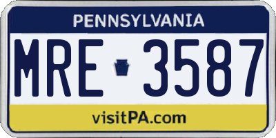 PA license plate MRE3587