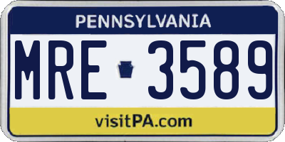 PA license plate MRE3589