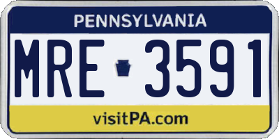 PA license plate MRE3591