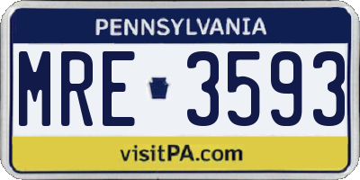 PA license plate MRE3593