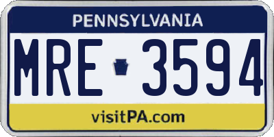 PA license plate MRE3594