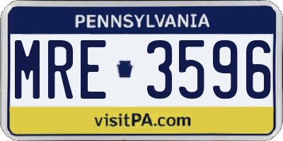 PA license plate MRE3596