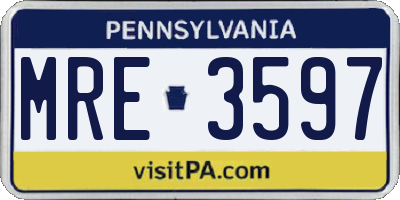PA license plate MRE3597