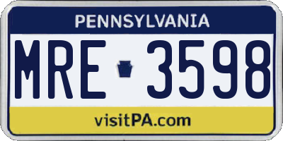 PA license plate MRE3598