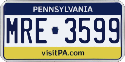 PA license plate MRE3599