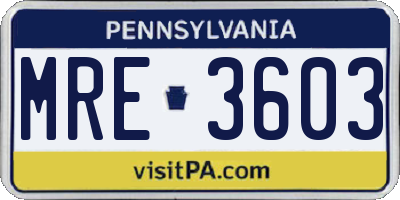 PA license plate MRE3603