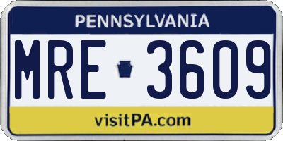 PA license plate MRE3609